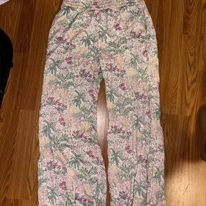 Wonderly Floral Print Pants - Green, Pink, Yellow